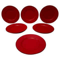 Lot de 6 assiettes de présentation Ralph Lauren enveloppées de cuir