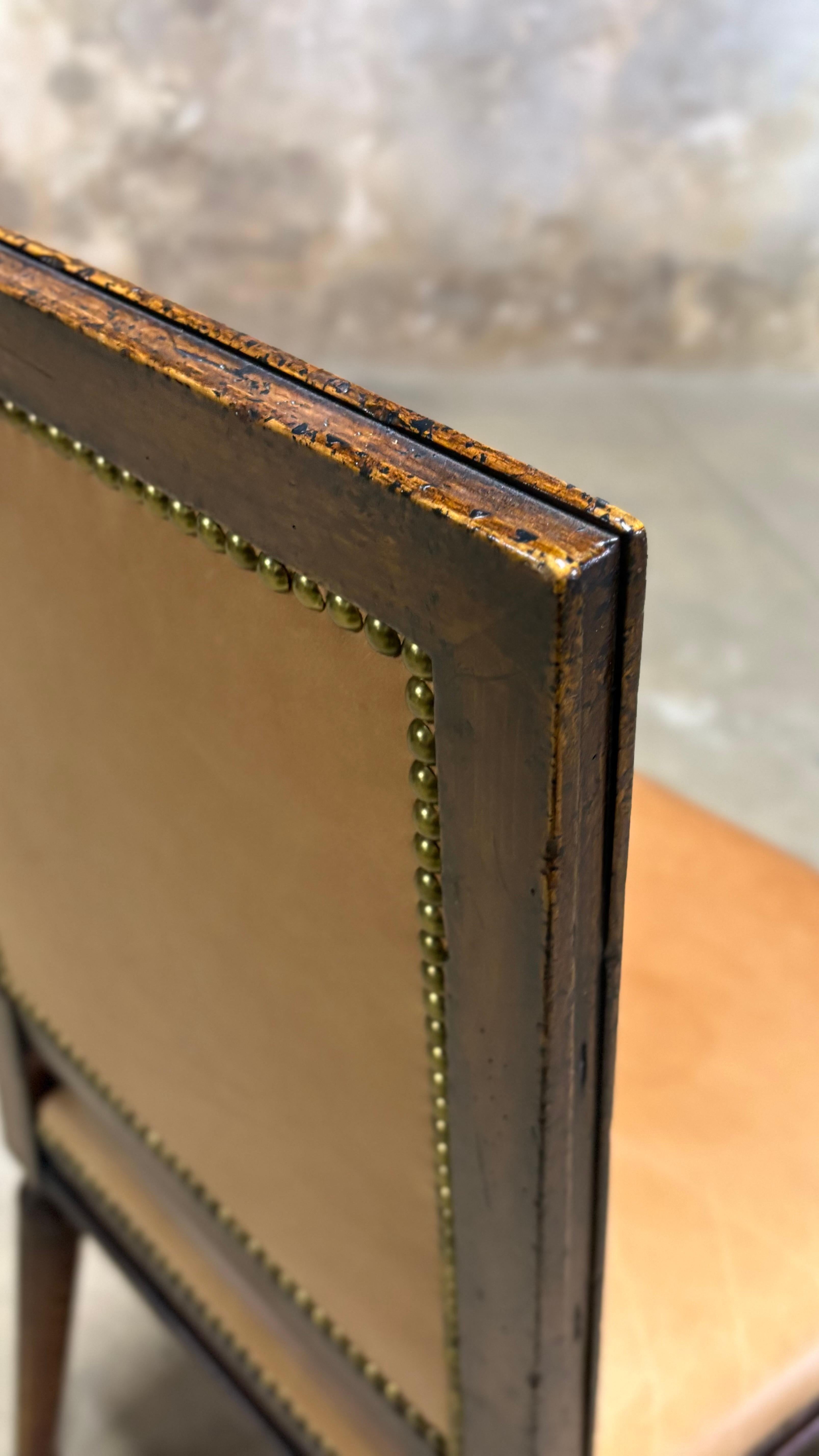 Set of 6 Ralph Lauren Louis XVI Leather Dining Chairs In Good Condition For Sale In Philadelphia, PA