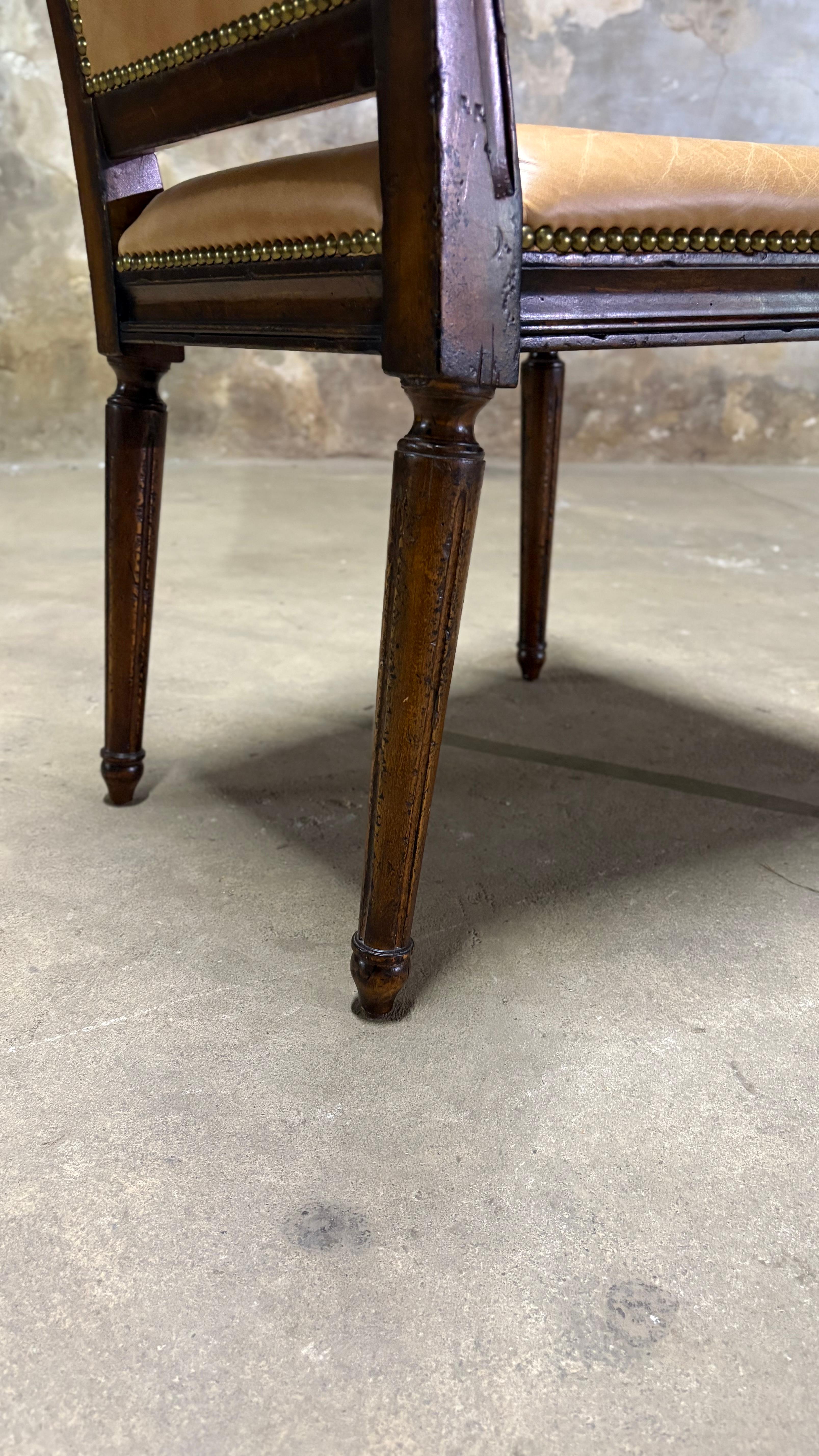 Contemporary Set of 6 Ralph Lauren Louis XVI Leather Dining Chairs For Sale