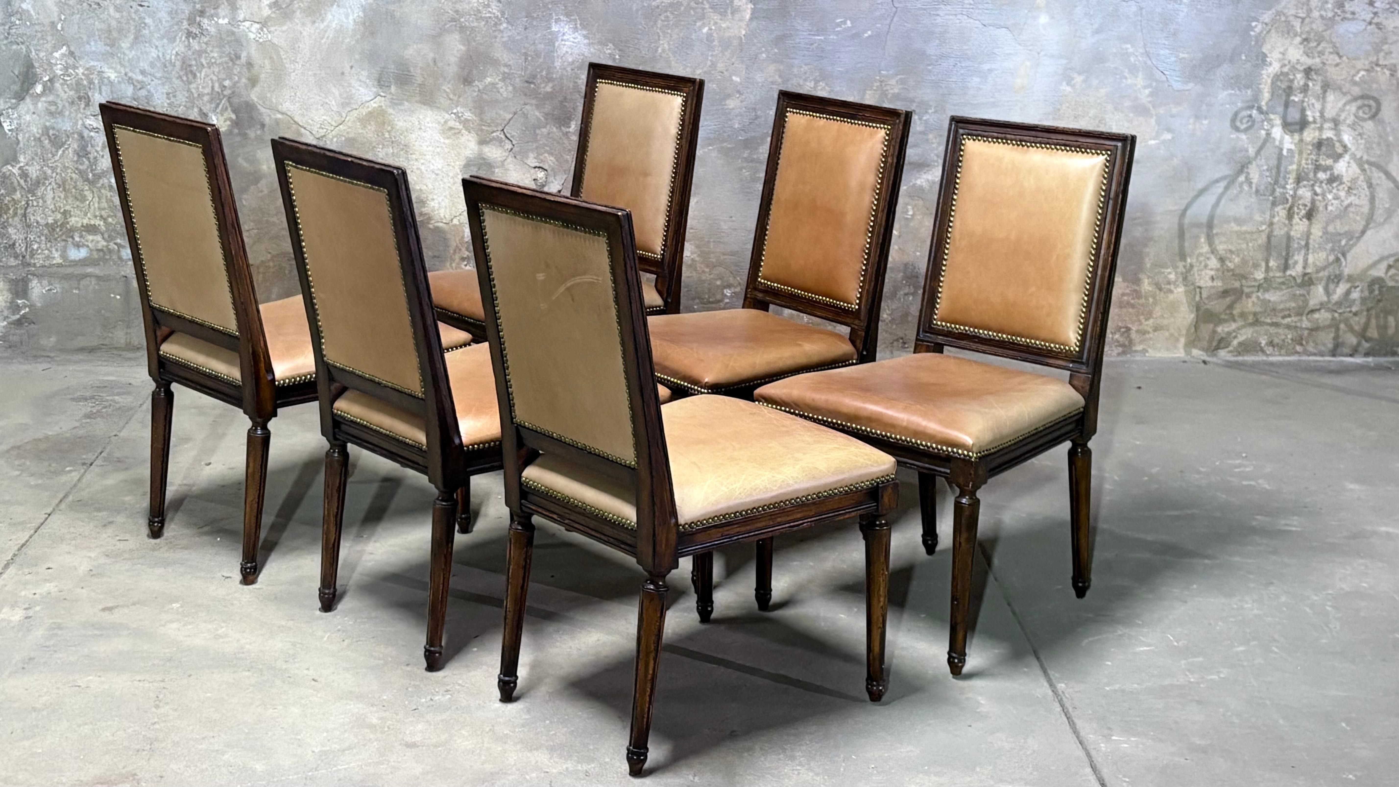 Set of 6 Ralph Lauren Louis XVI Leather Dining Chairs For Sale 3