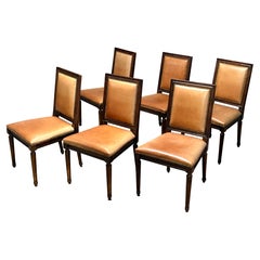 Set of 6 Ralph Lauren Louis XVI Leather Dining Chairs
