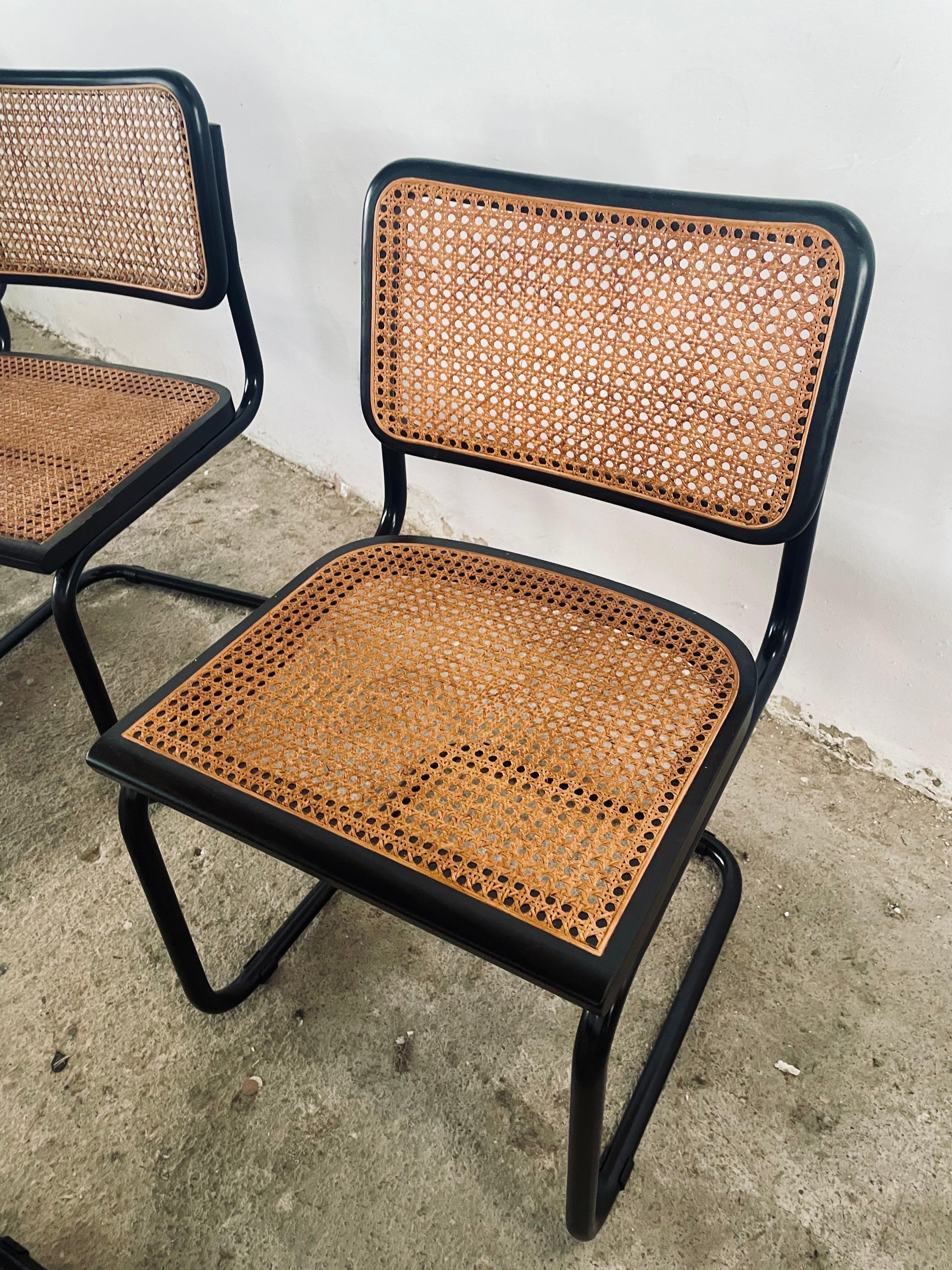 Sedie Marcel Breuer Cesca in nero lucido - Set di 6 icone della tavola italiana, anni '70 in vendita 4