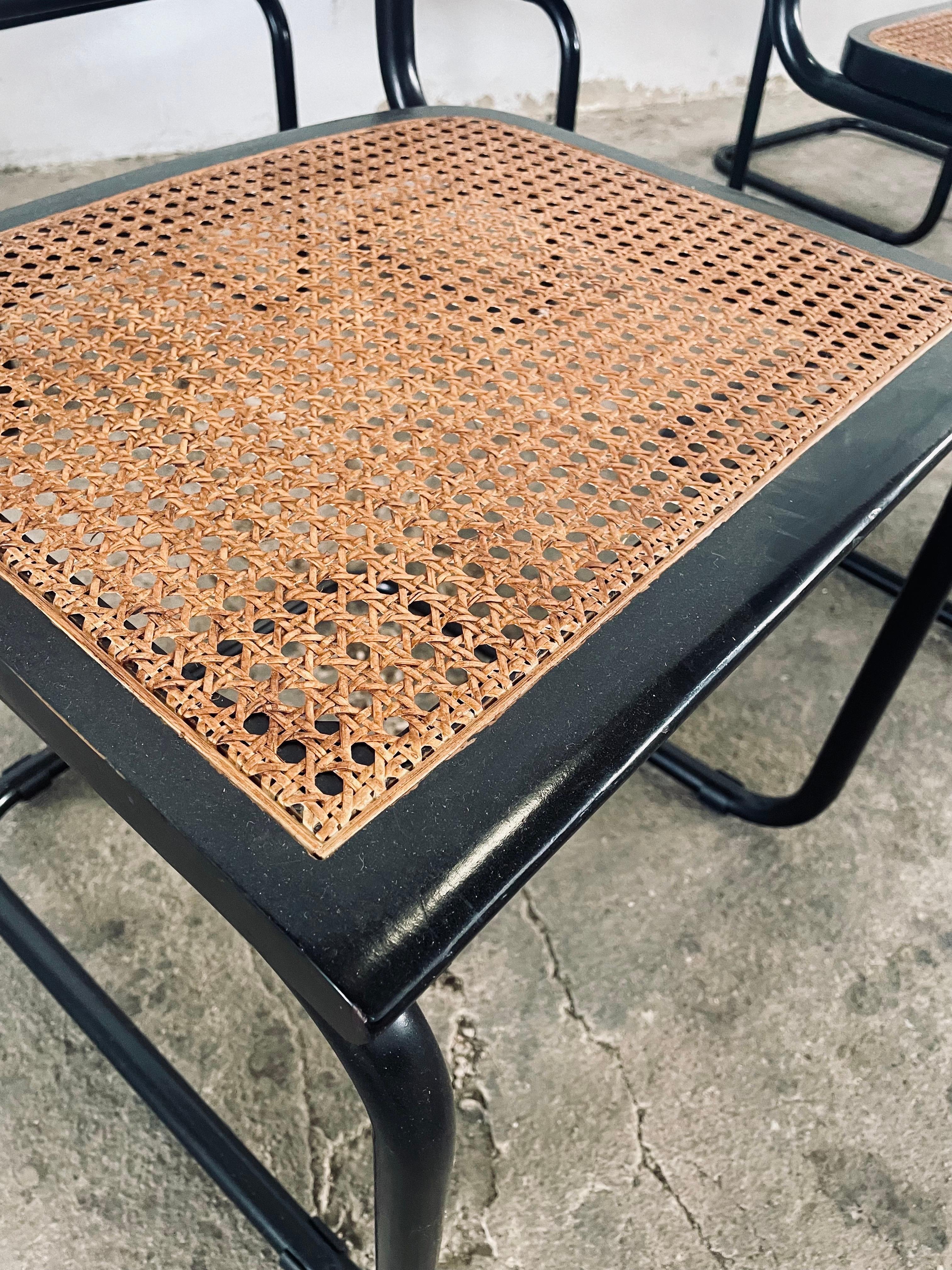 Sedie Marcel Breuer Cesca in nero lucido - Set di 6 icone della tavola italiana, anni '70 in vendita 3