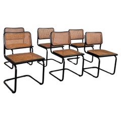 Marcel Breuer Cesca Chairs in Sleek Black - Set of 6 Italian Dining Icons, 1970s