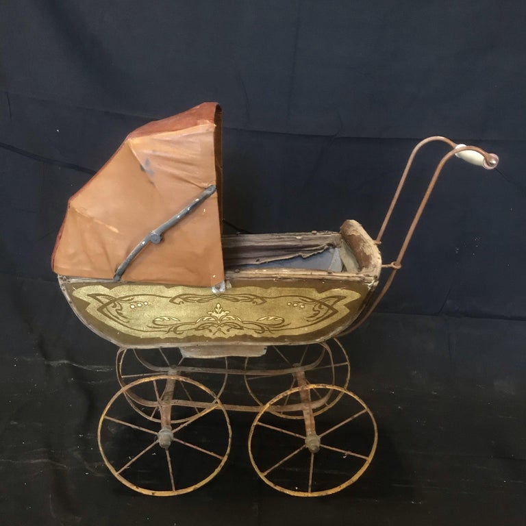 Set of 6 Rare French 19th Century Antique Doll Carriages For Sale at