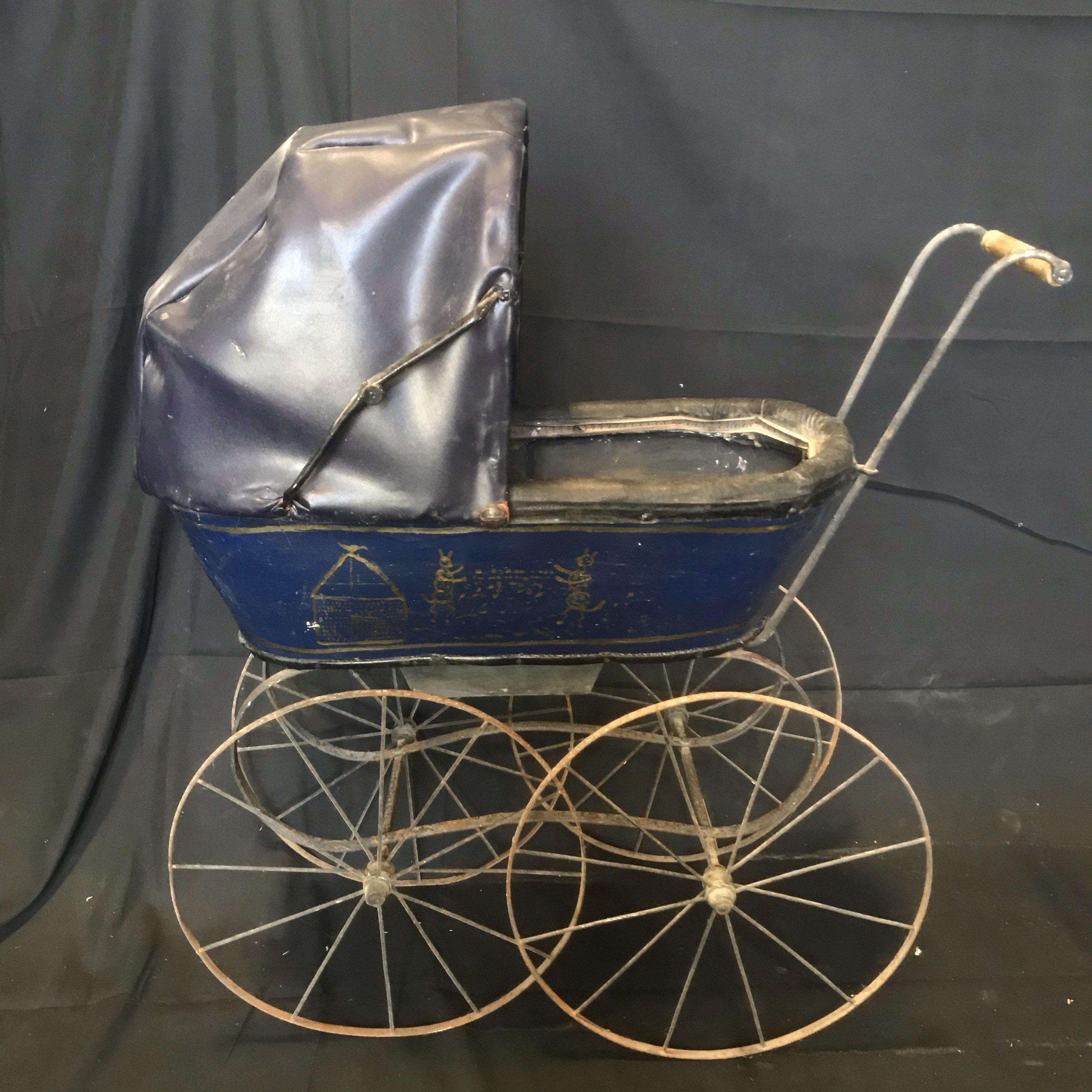 Metal Set of 6 Rare French 19th Century Antique Doll Carriages For Sale