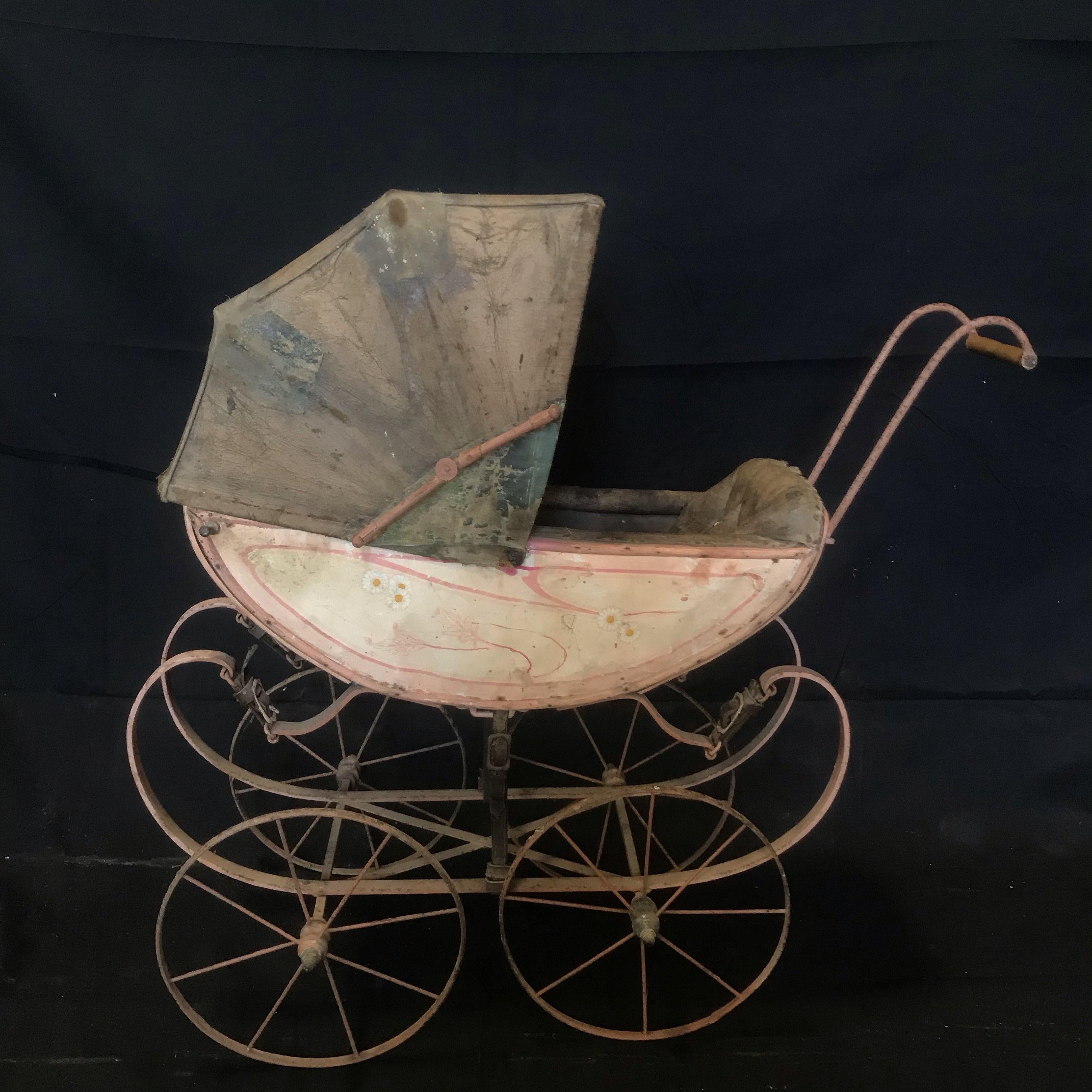 Set of 6 Rare French 19th Century Antique Doll Carriages For Sale 1