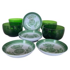Set of 6 Rare SPODE Copeland Green Dip Dish + Free hors d'oeuvre bowls