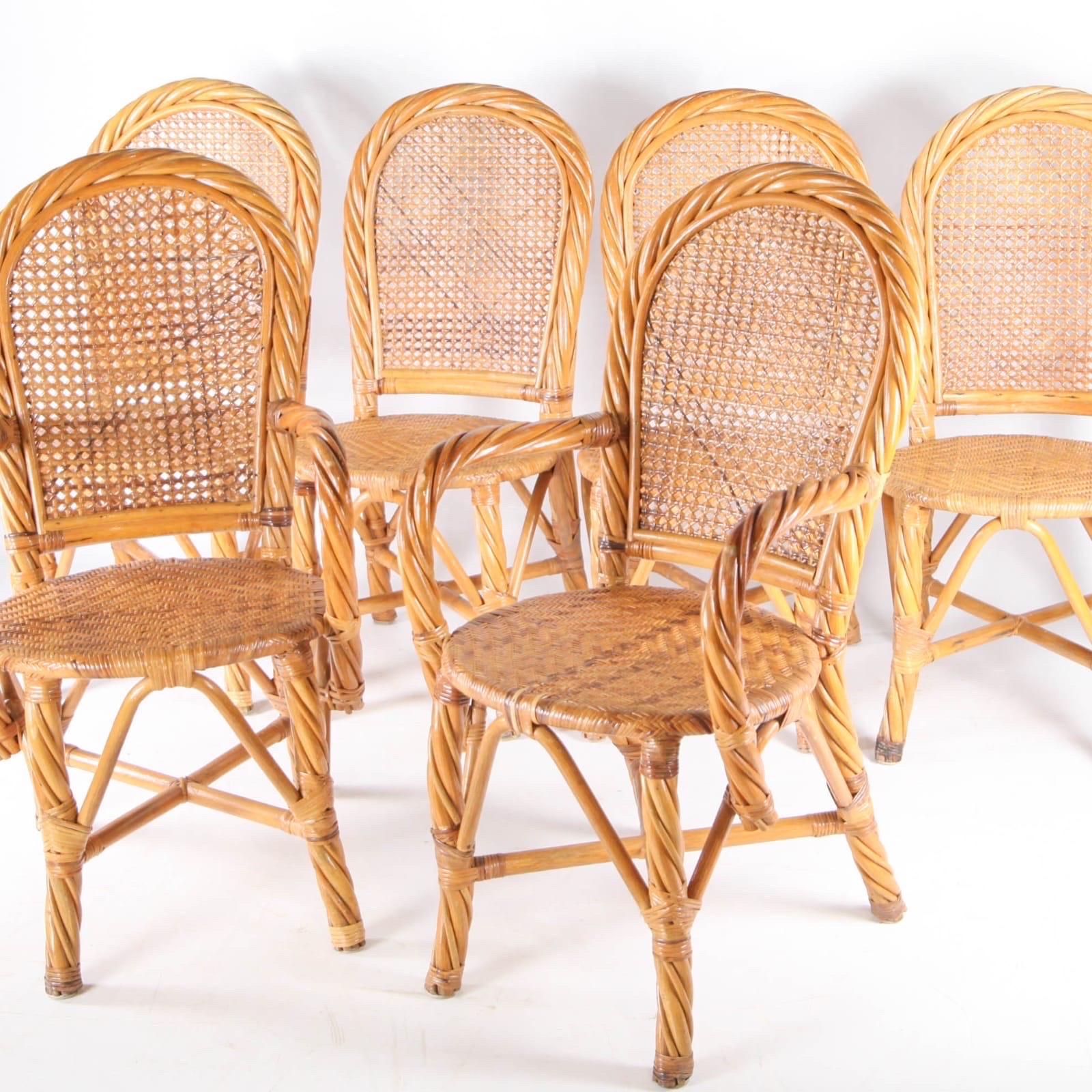 Set di 6 sedie in rattan in vendita 6