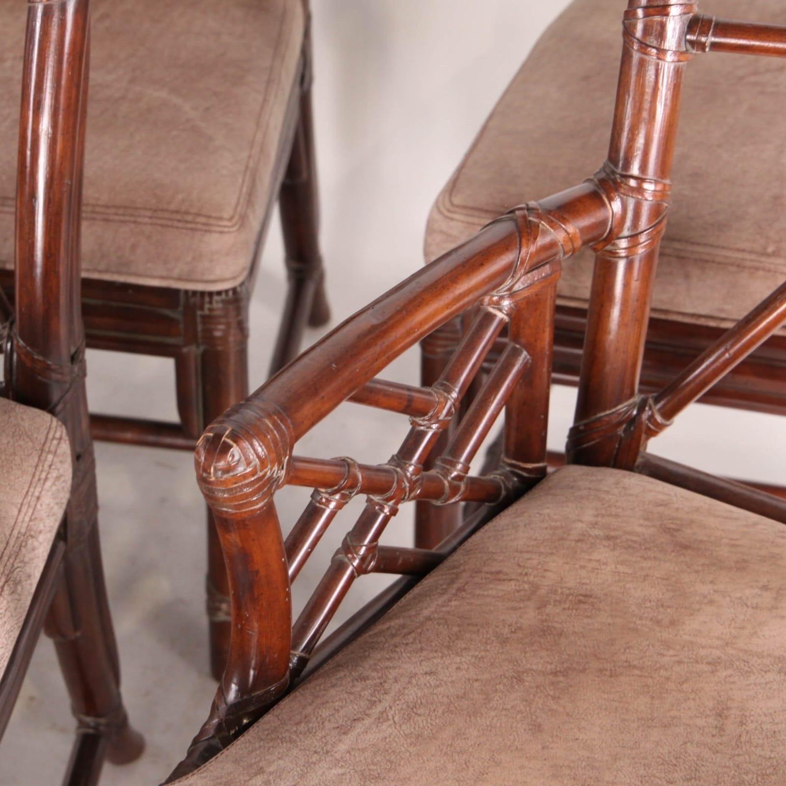 Fin du 20e siècle Ensemble de 6 chaises en rotin en vente