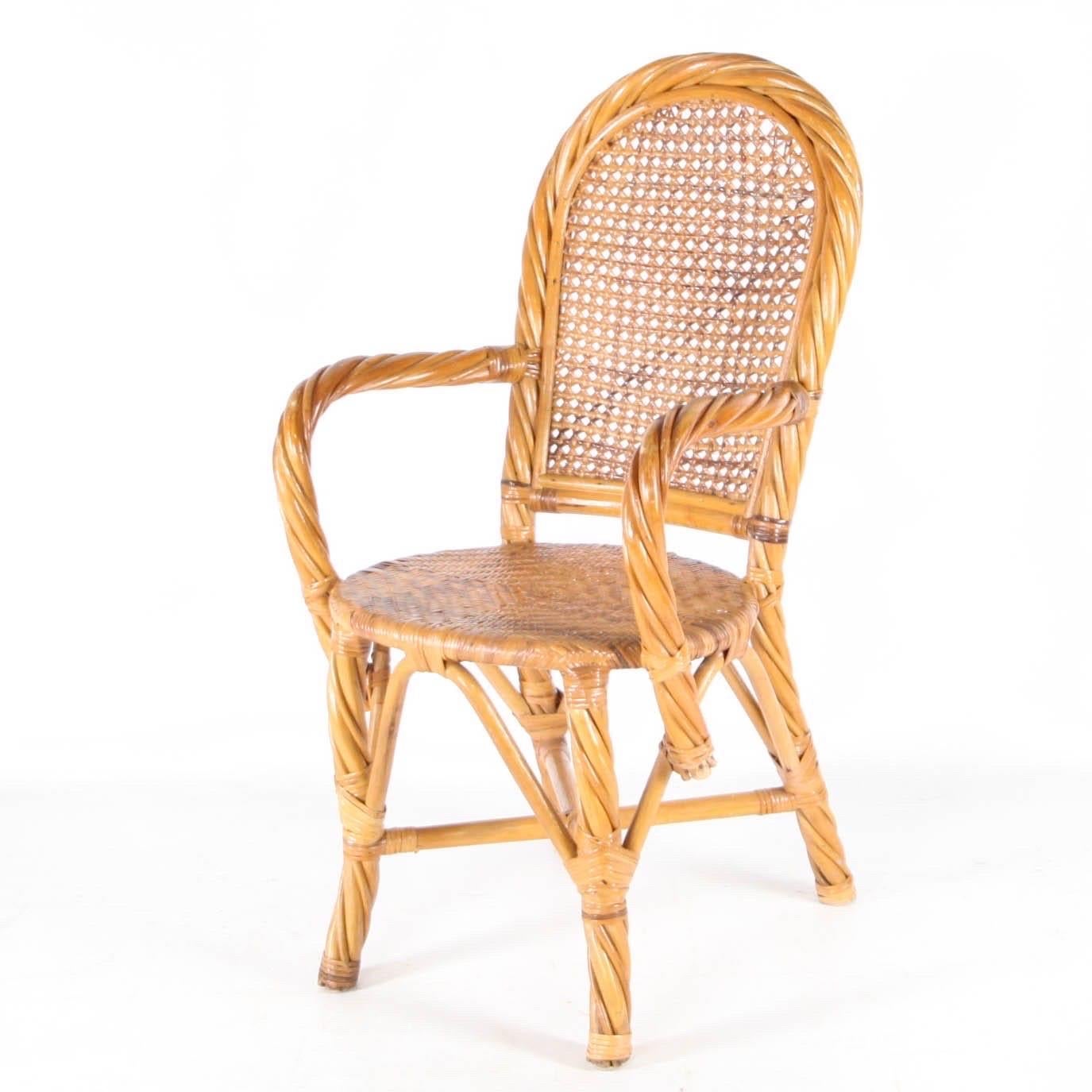 Rattan Set di 6 sedie in rattan in vendita