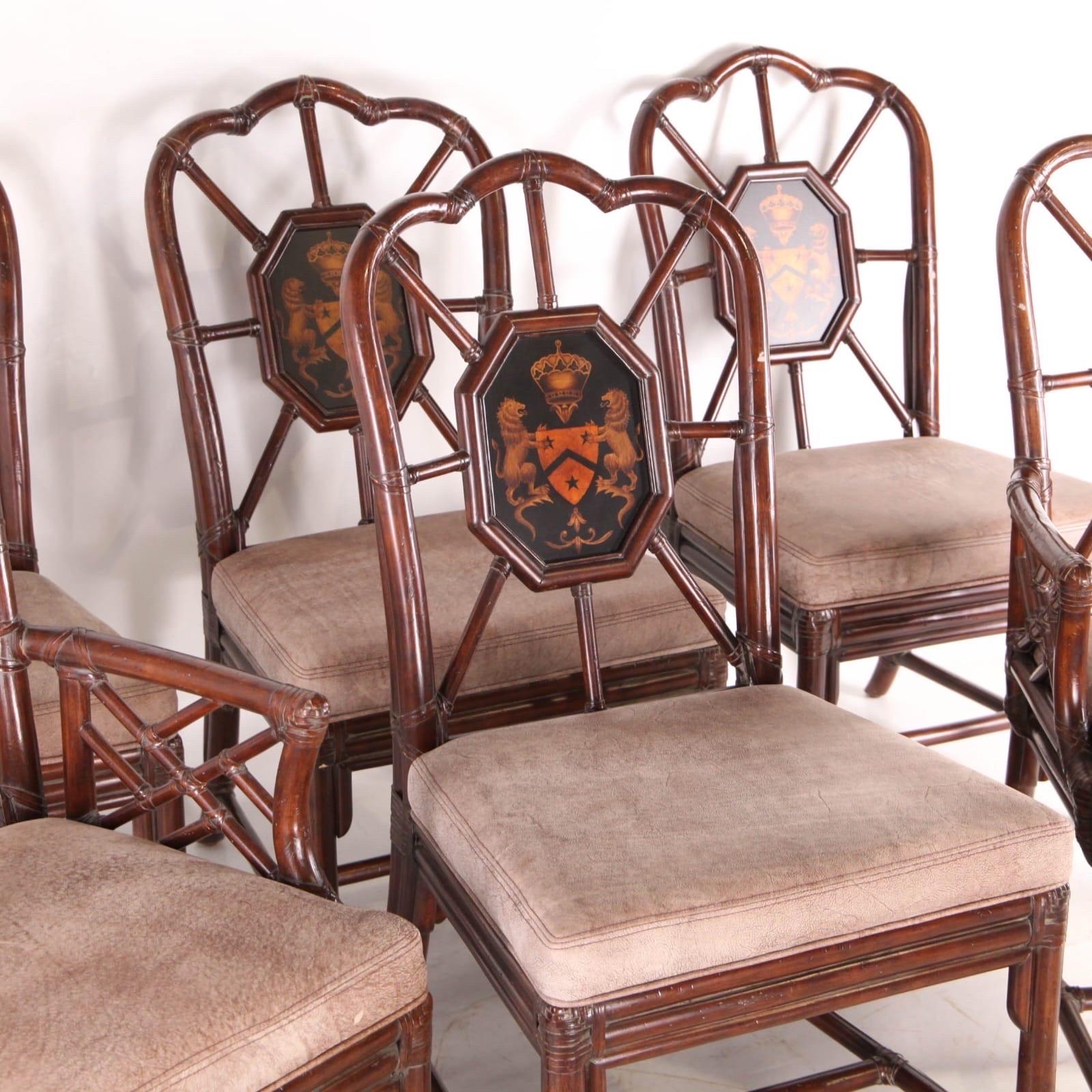 Ensemble de 6 chaises en rotin en vente 2