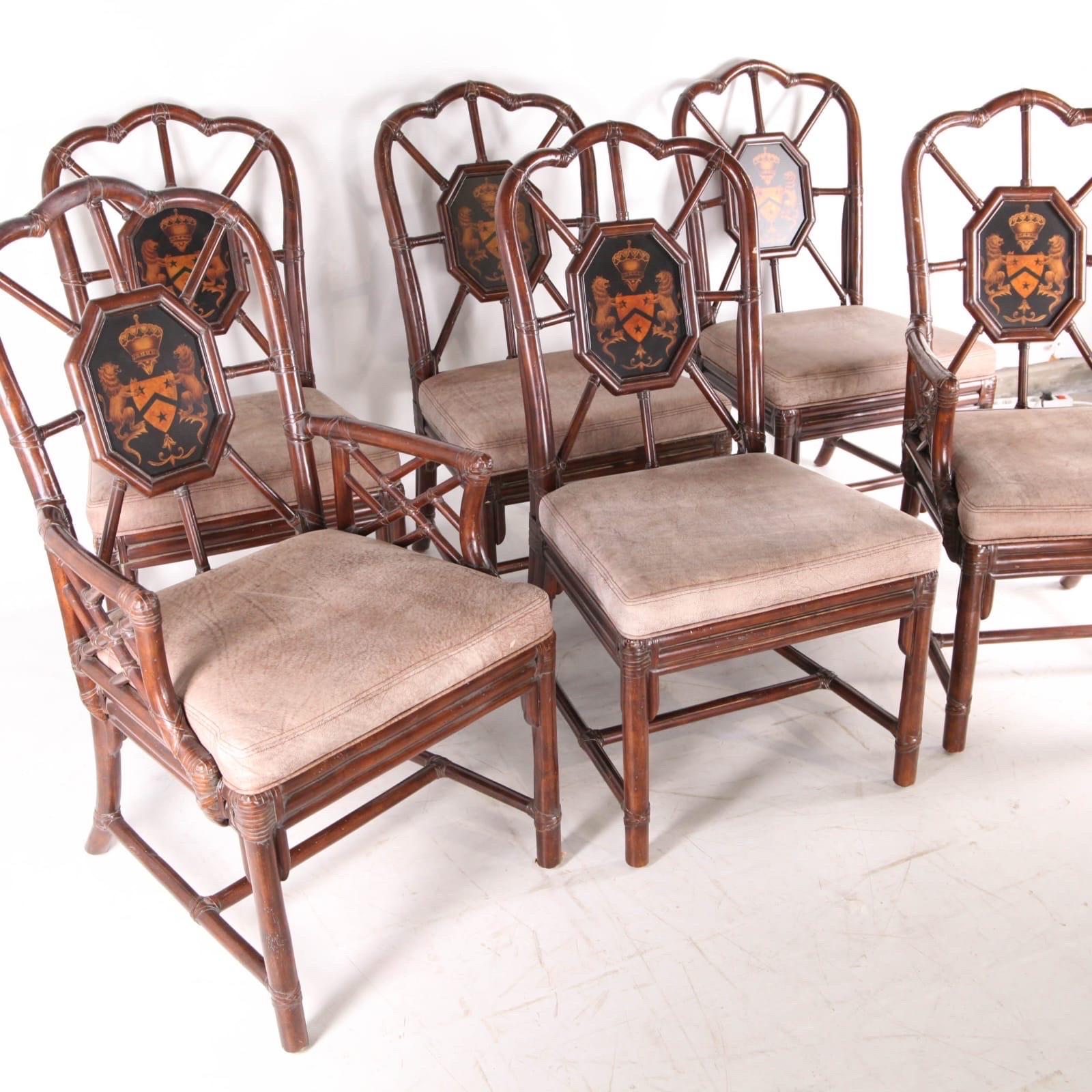 Ensemble de 6 chaises en rotin en vente 3