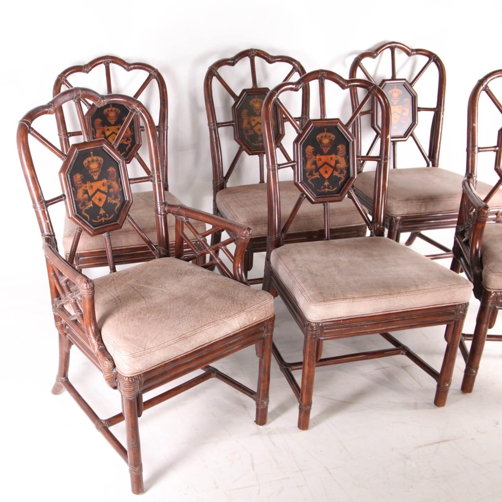 Ensemble de 6 chaises en rotin en vente 4
