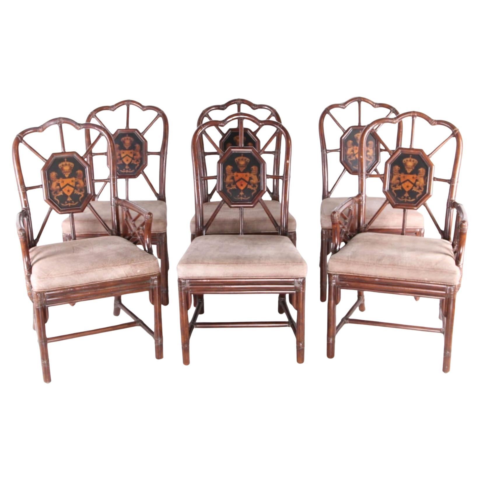 Ensemble de 6 chaises en rotin en vente