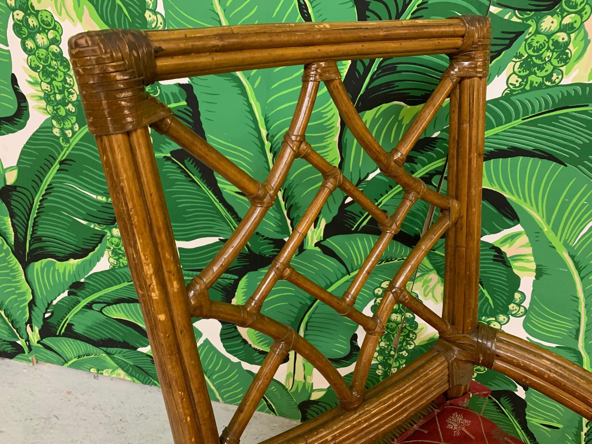 Set of 6 Rattan Chinoiserie Cockpen Dining Chairs For Sale 1