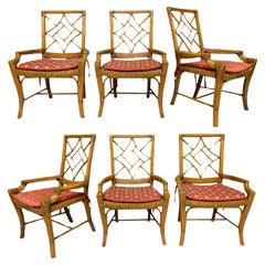 Used Set of 6 Rattan Chinoiserie Cockpen Dining Chairs