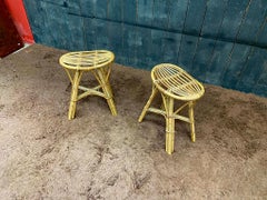 Set of 6 rattan stools, circa 1950/1960