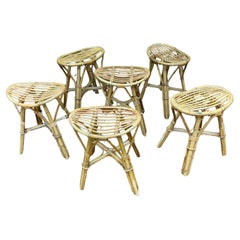 Set of 6 rattan stools, circa 1950/1960