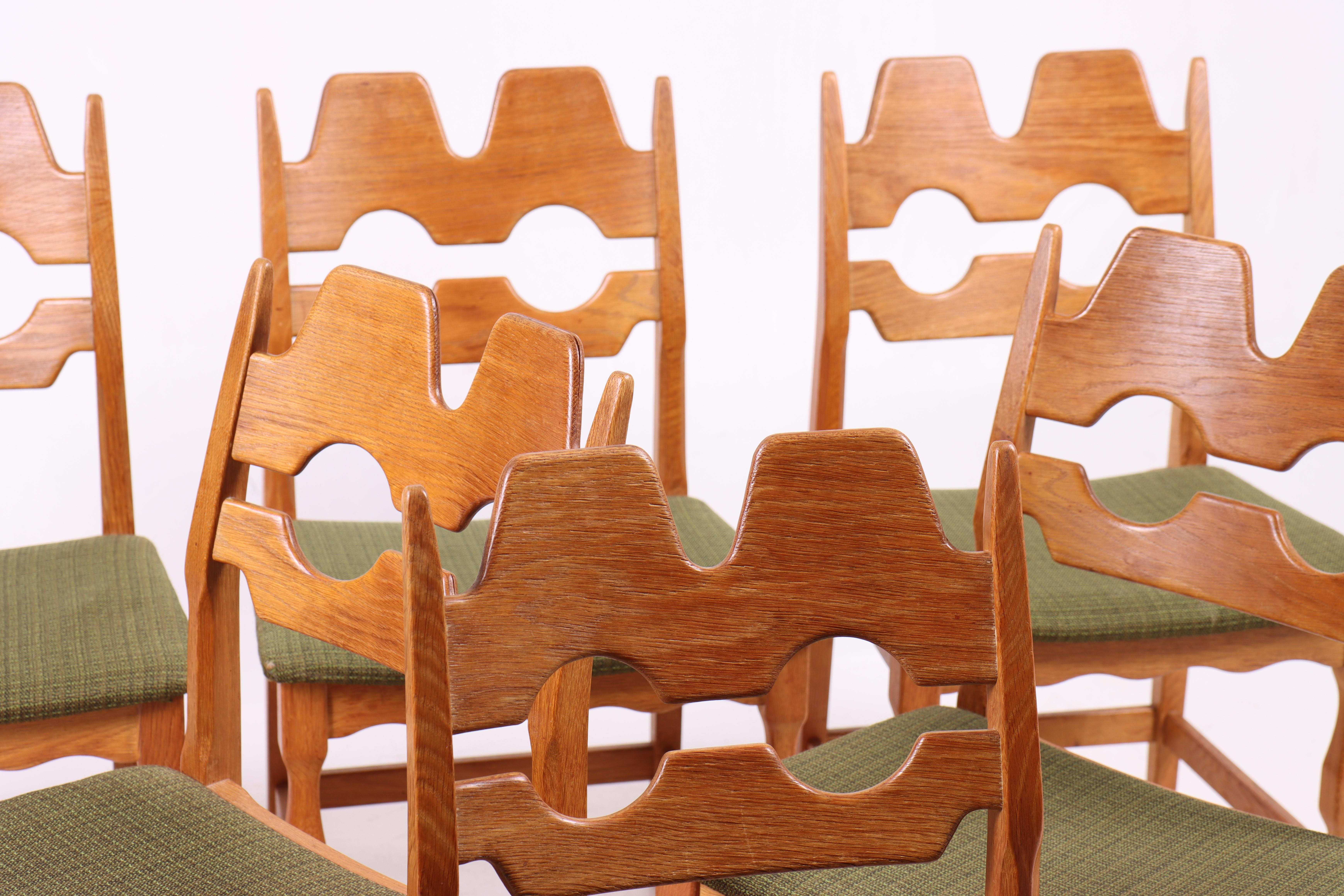 Mid-20th Century Set of 6 Razor blade Chairs in Oak by Henning Kjærnulf, 1960s