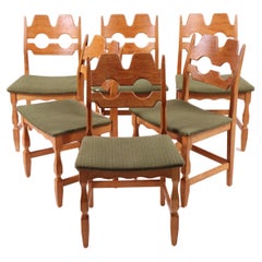 Set of 6 Razor blade Chairs in Oak by Henning Kjærnulf, 1960s