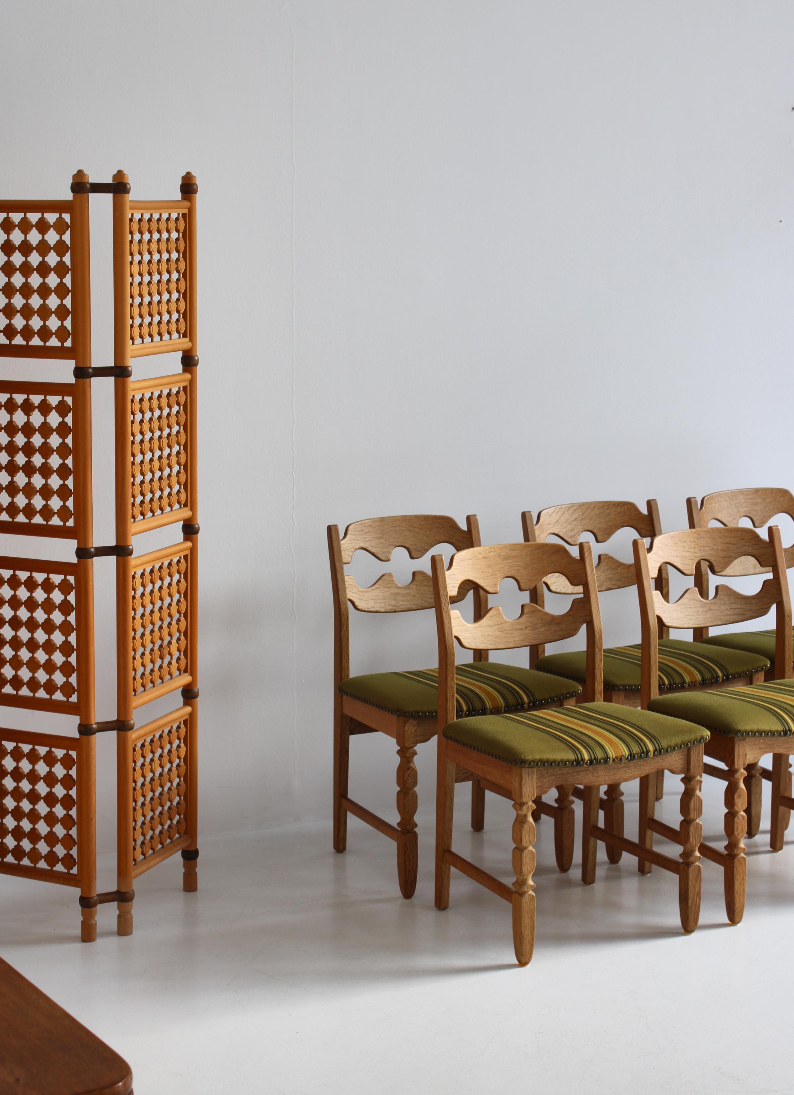 Set of 6 Razor Blade Dining Chairs in Quartersawn Oak by Henry Kjærnulf, Denmark 12