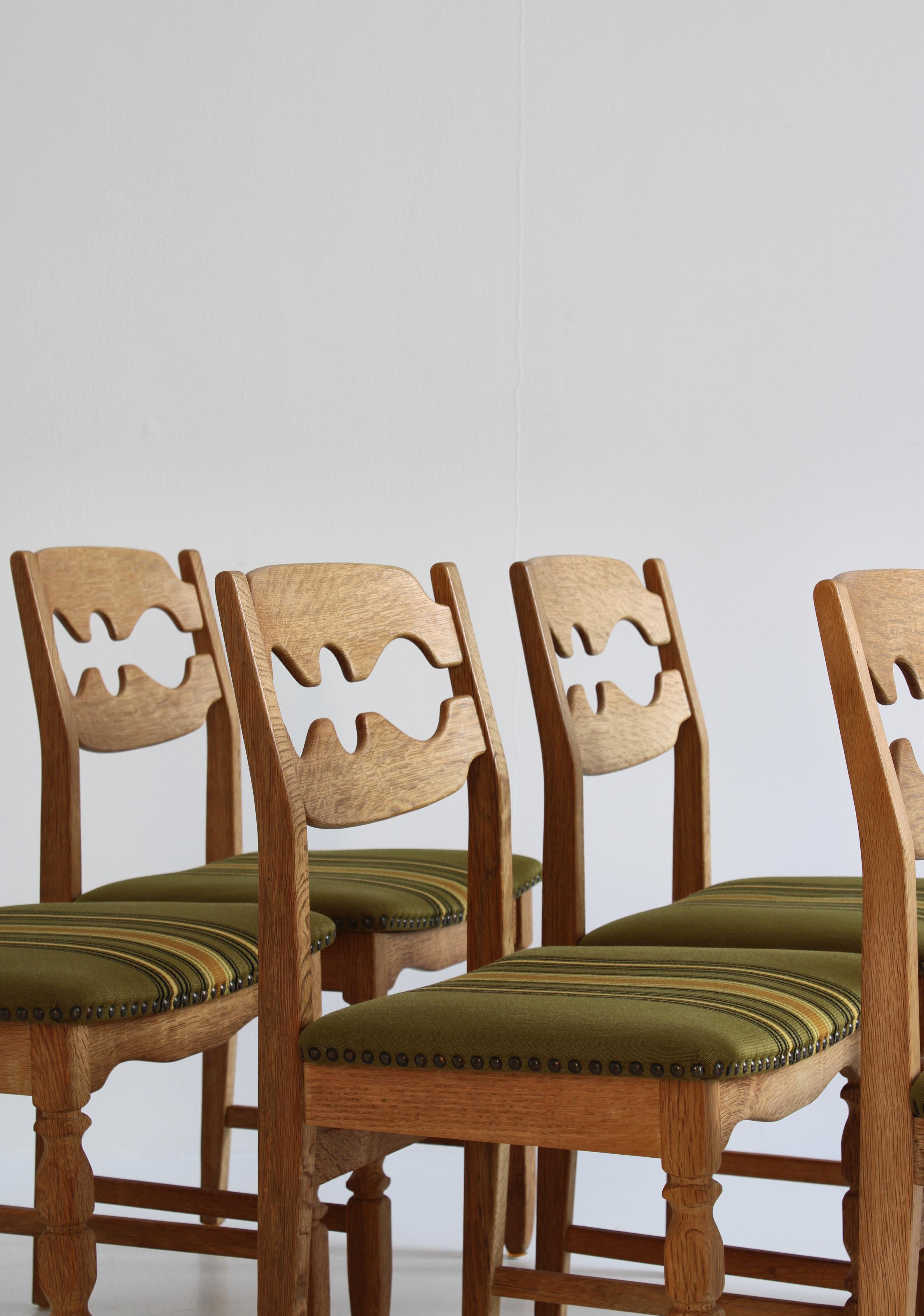 Set of 6 Razor Blade Dining Chairs in Quartersawn Oak by Henry Kjærnulf, Denmark 2