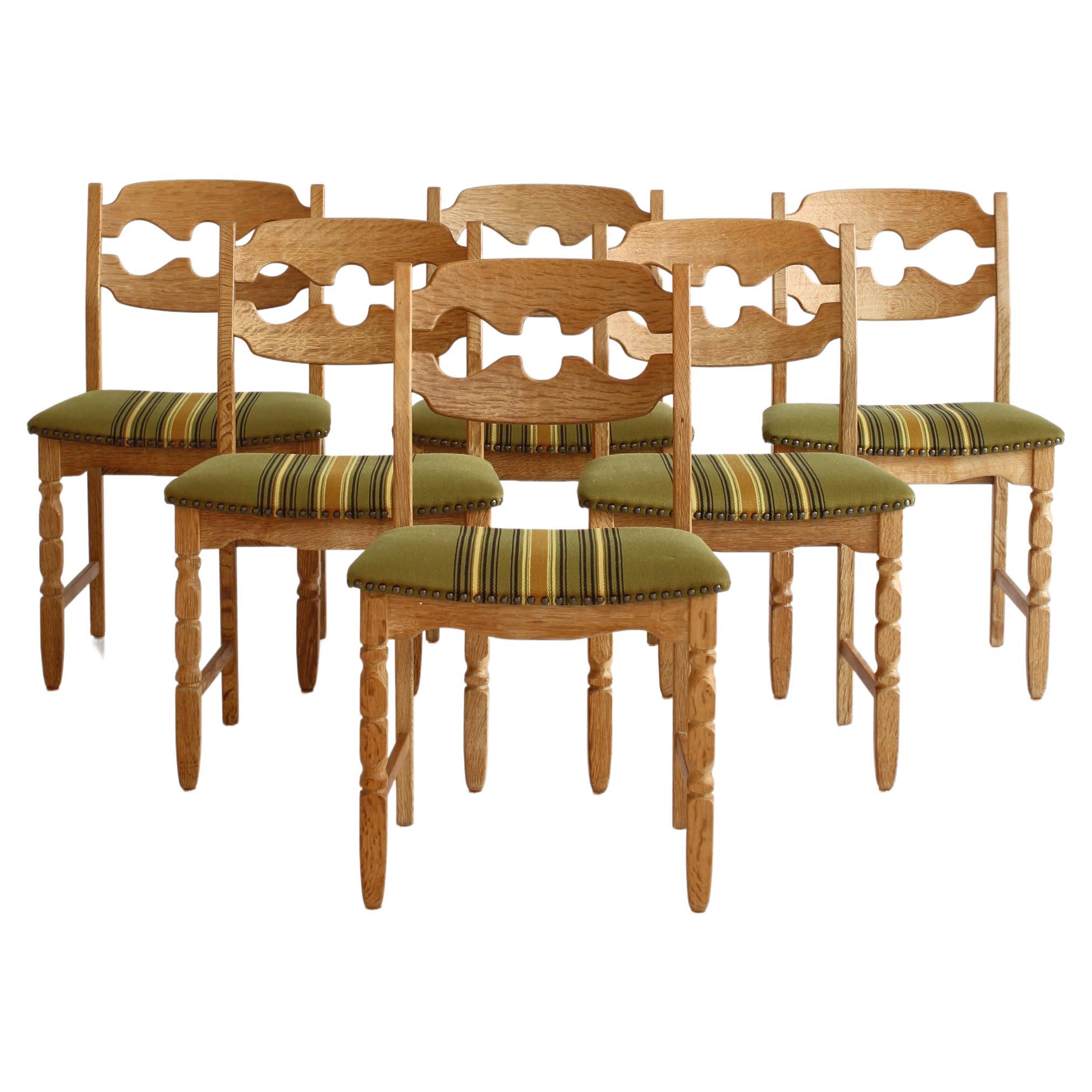 Set of 6 Razor Blade Dining Chairs in Quartersawn Oak by Henry Kjærnulf, Denmark