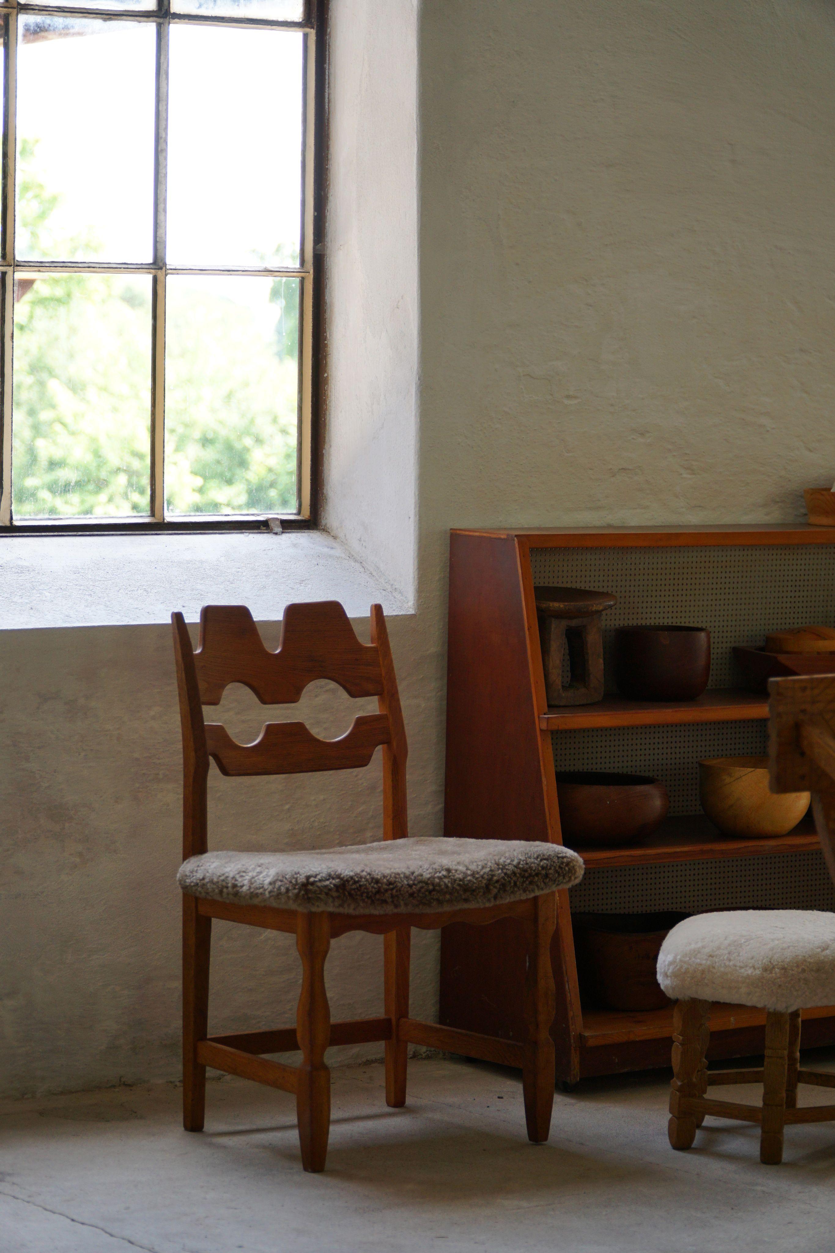 Cuir d'agneau Ensemble de 6 chaises 