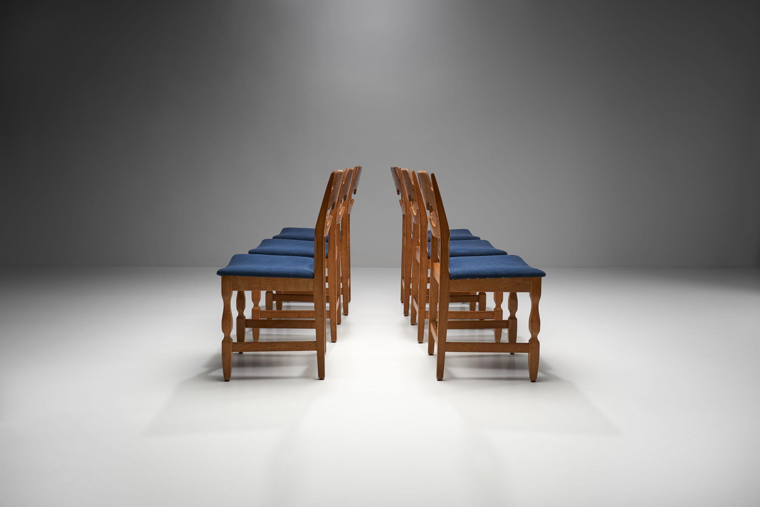 Danish Set of 6 Razorblade Dining Chairs by Henning Kjaernulf, Denmark, 1960s