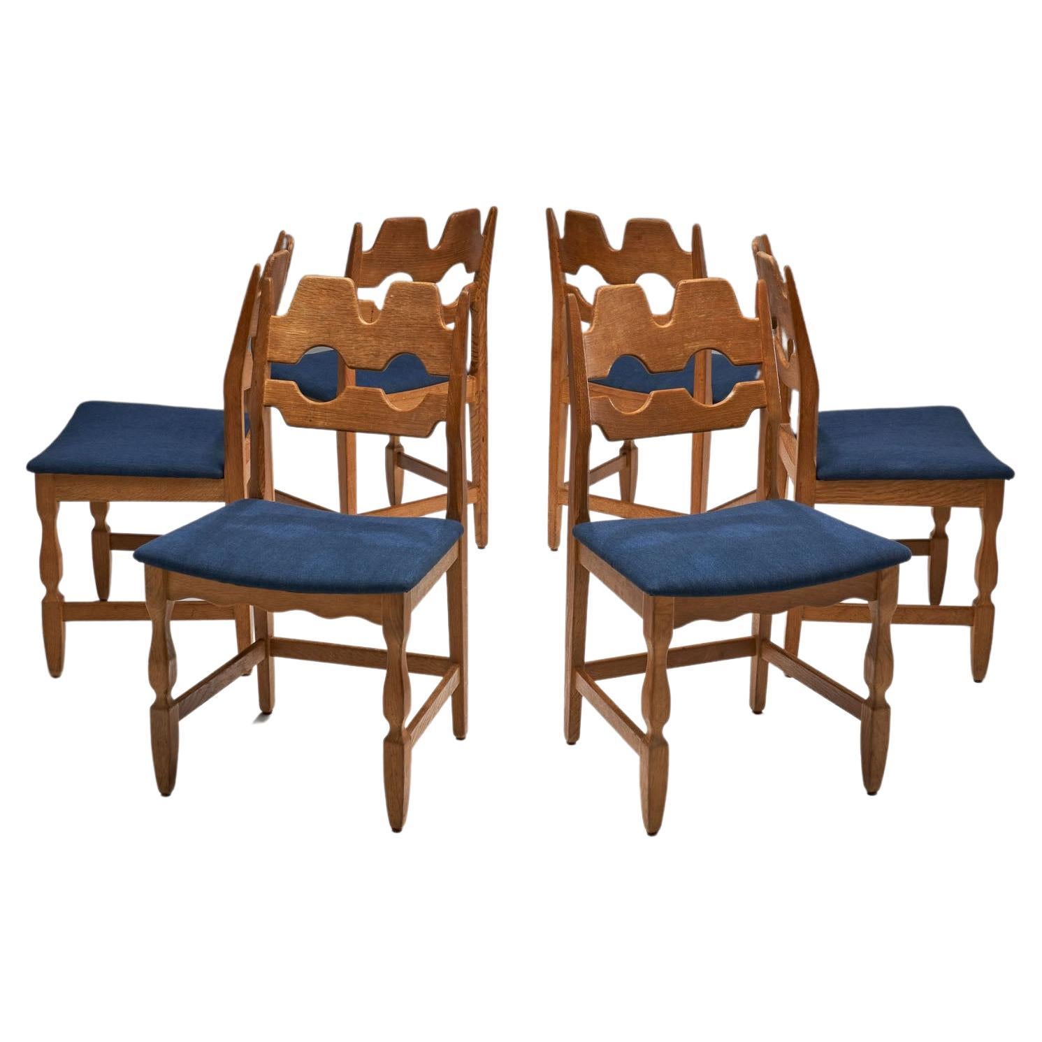 Ensemble de 6 chaises de salle à manger "Razorblade" de Henning Kjaernulf, Danemark, années 1960 en vente