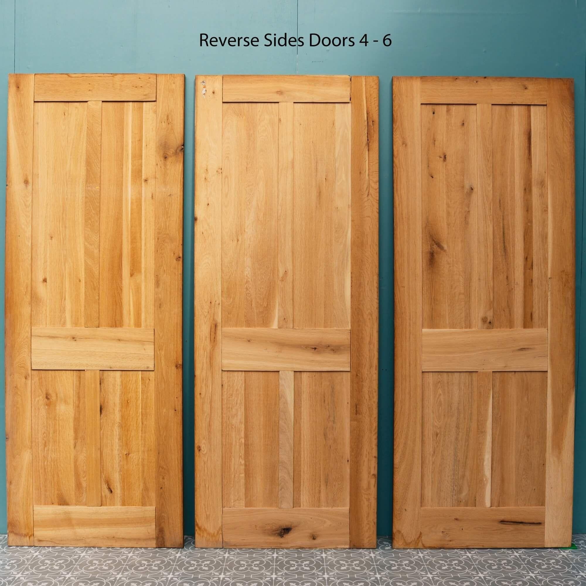Victorian Set of 6 Reclaimed 4-Panel Oak Interior Doors For Sale