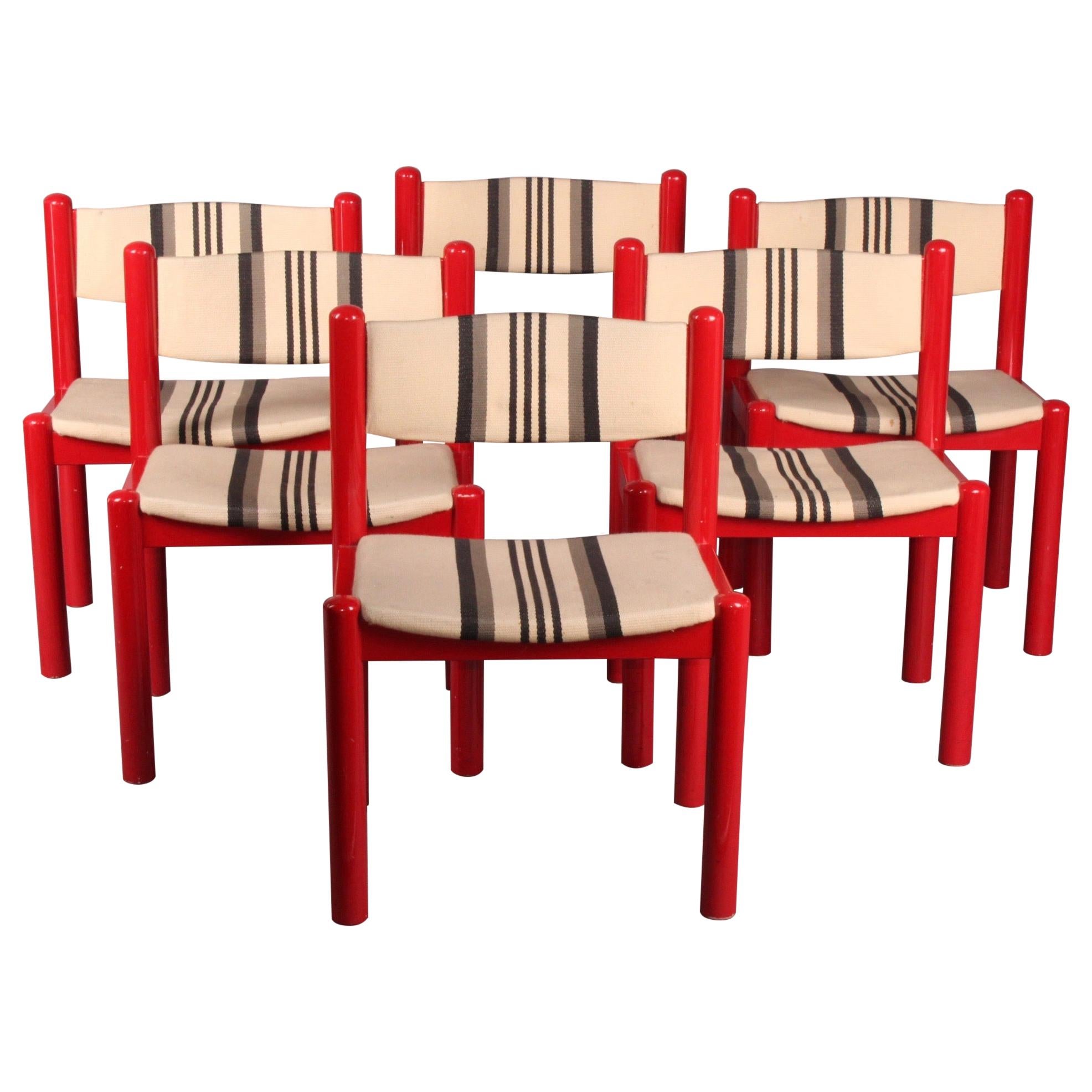 Set of 6 Red Chairs