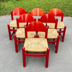 Set Of 6 Red Chairs mod. Padova By Hank Lowenstein, Italy 1970s