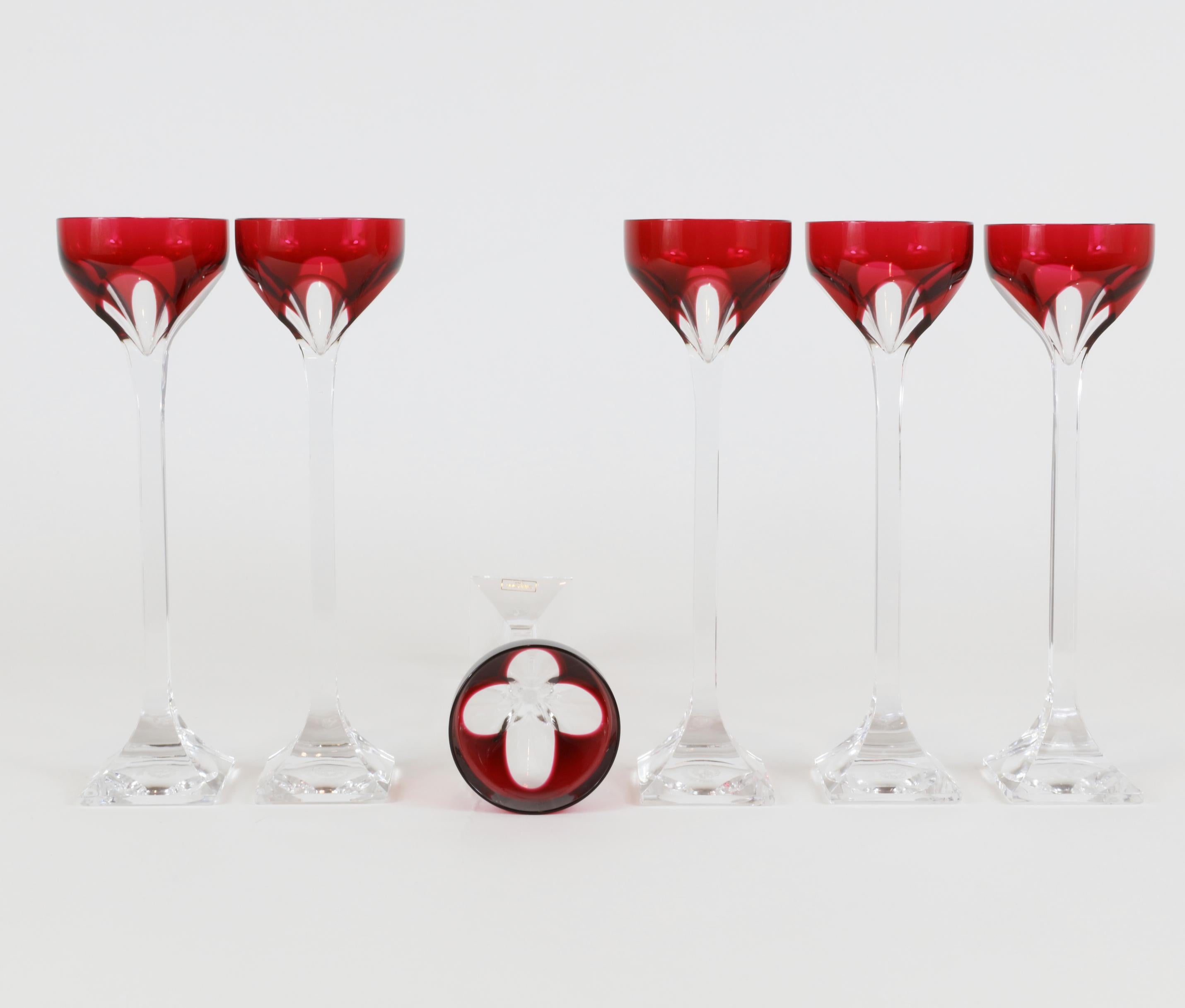 Set of 6 red Hermes Saint Louis glasses.

 