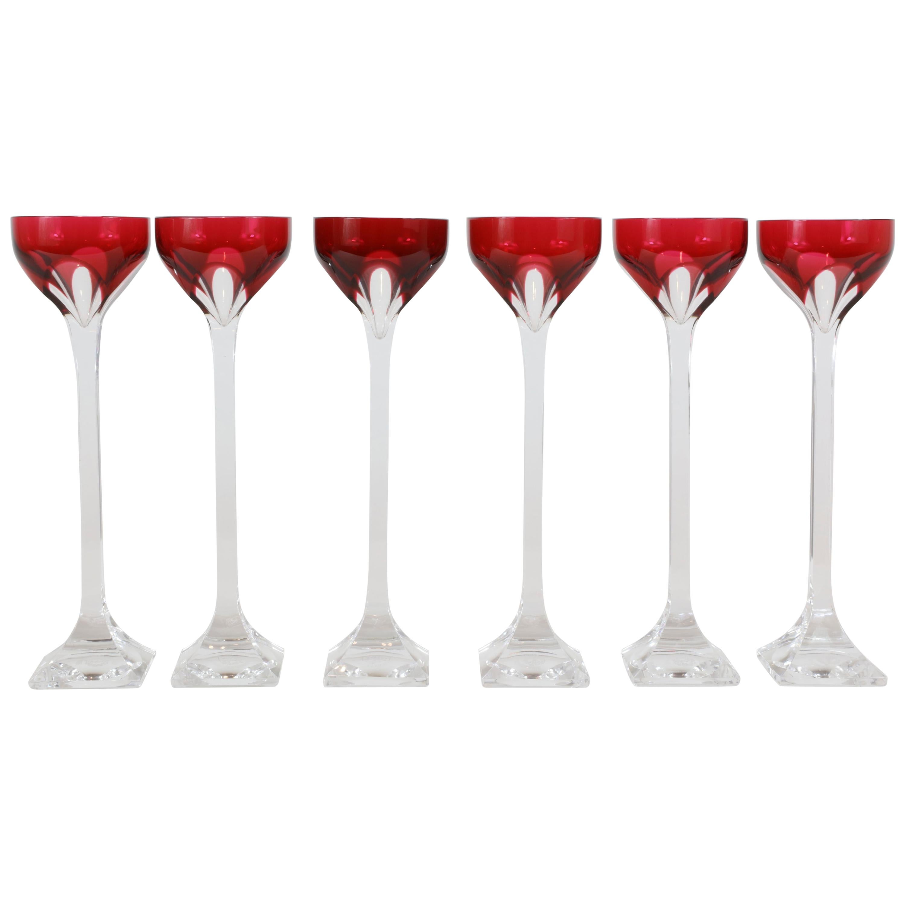 Set of 6 Red Hermes Saint Louis Glasses