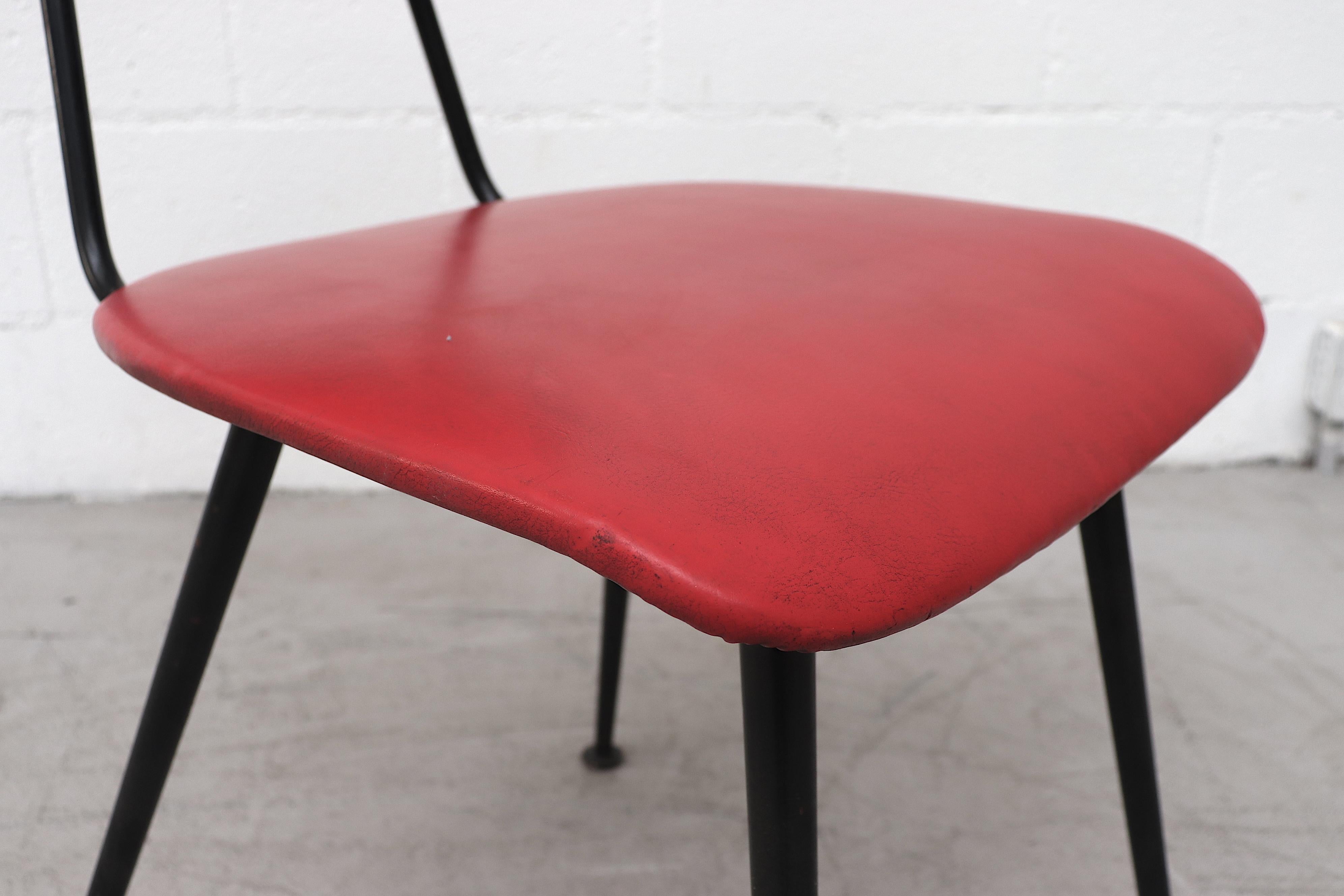 Set of 6 Red Kembo Wire Frame Dining Chairs 3