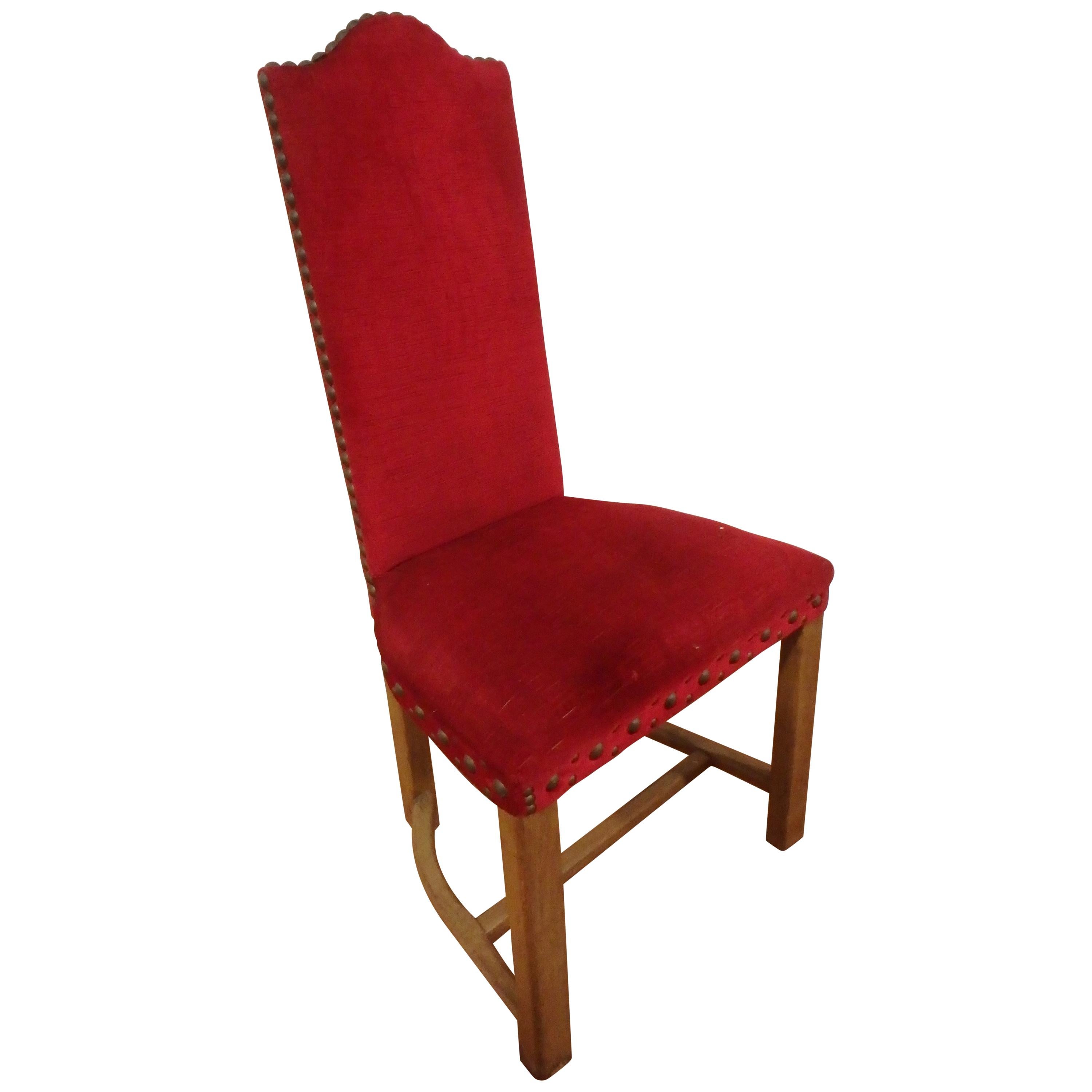 Set of 6 Red Velvet Chairs Amsterdam For Sale