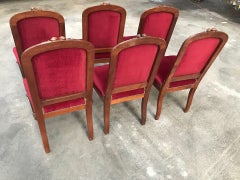 Set of 6 red velvet chairs Napoleon III