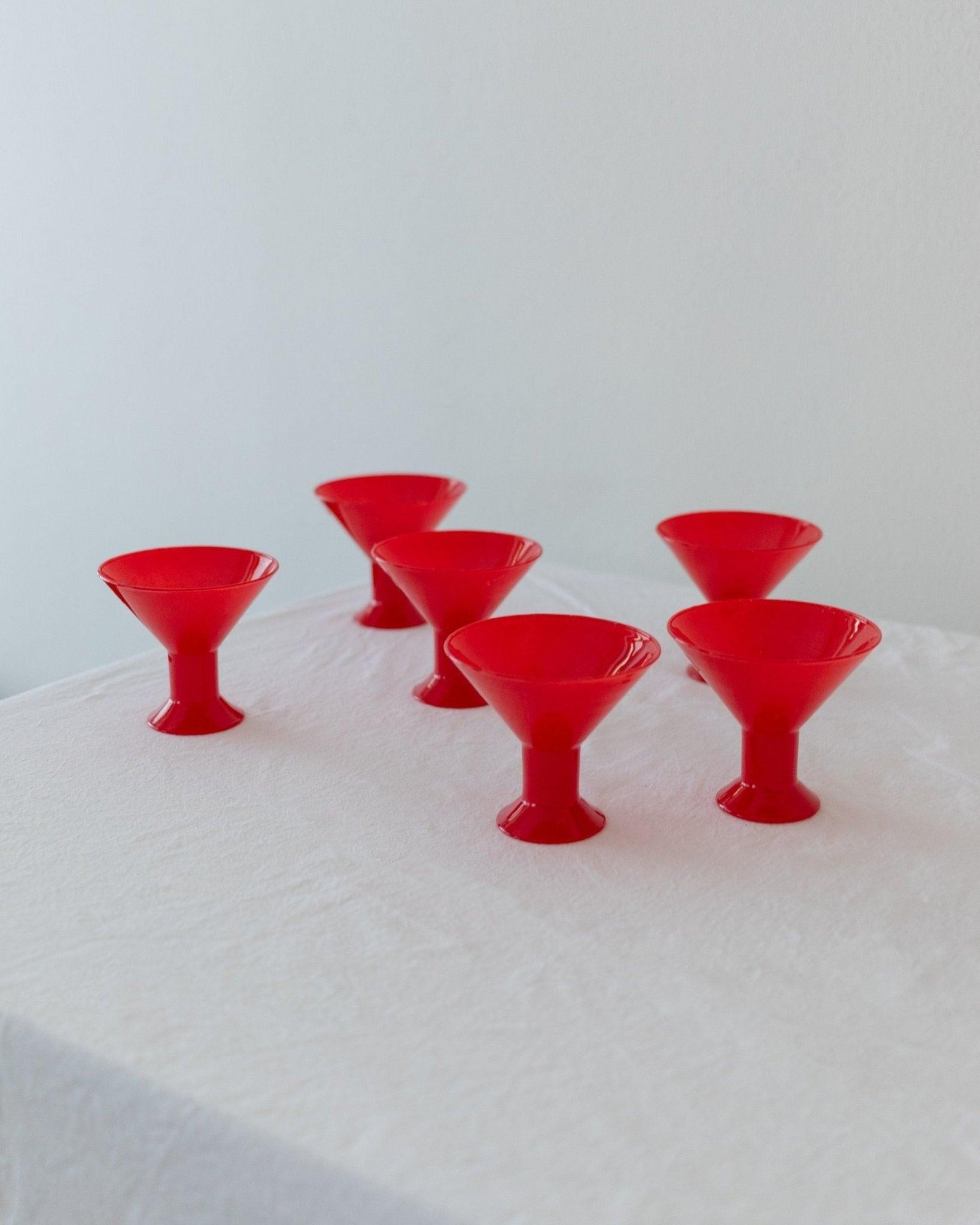Postmoderne Ensemble de 6 verres à boire rouges Vintage - Joy by Leonardo, 1980 en vente