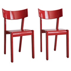Set of 6 Red Vintage Ralf Lindberg Dining Chairs