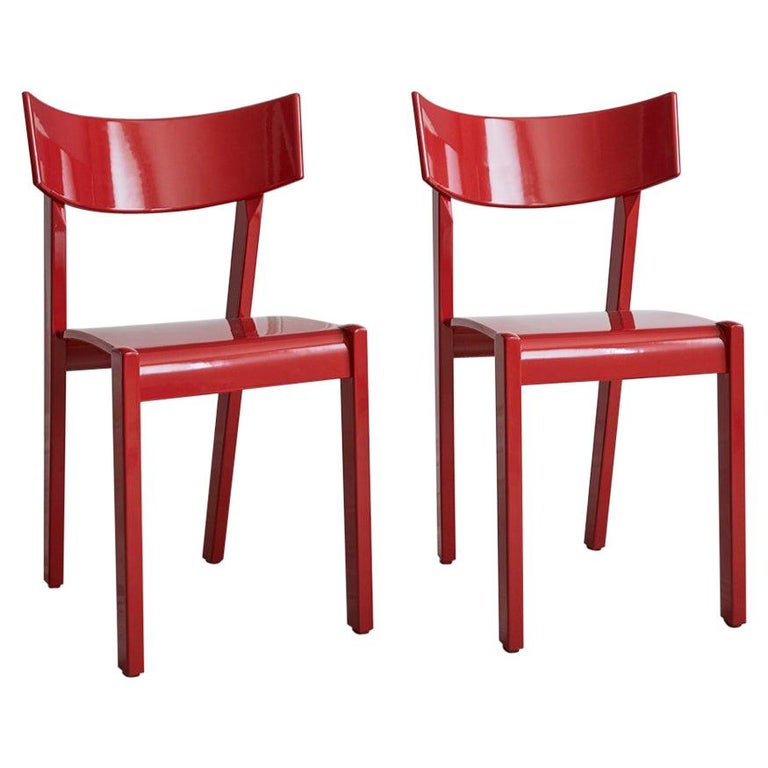 Set of 6 Red Vintage Ralf Lindberg Dining Chairs For Sale at 1stdibs