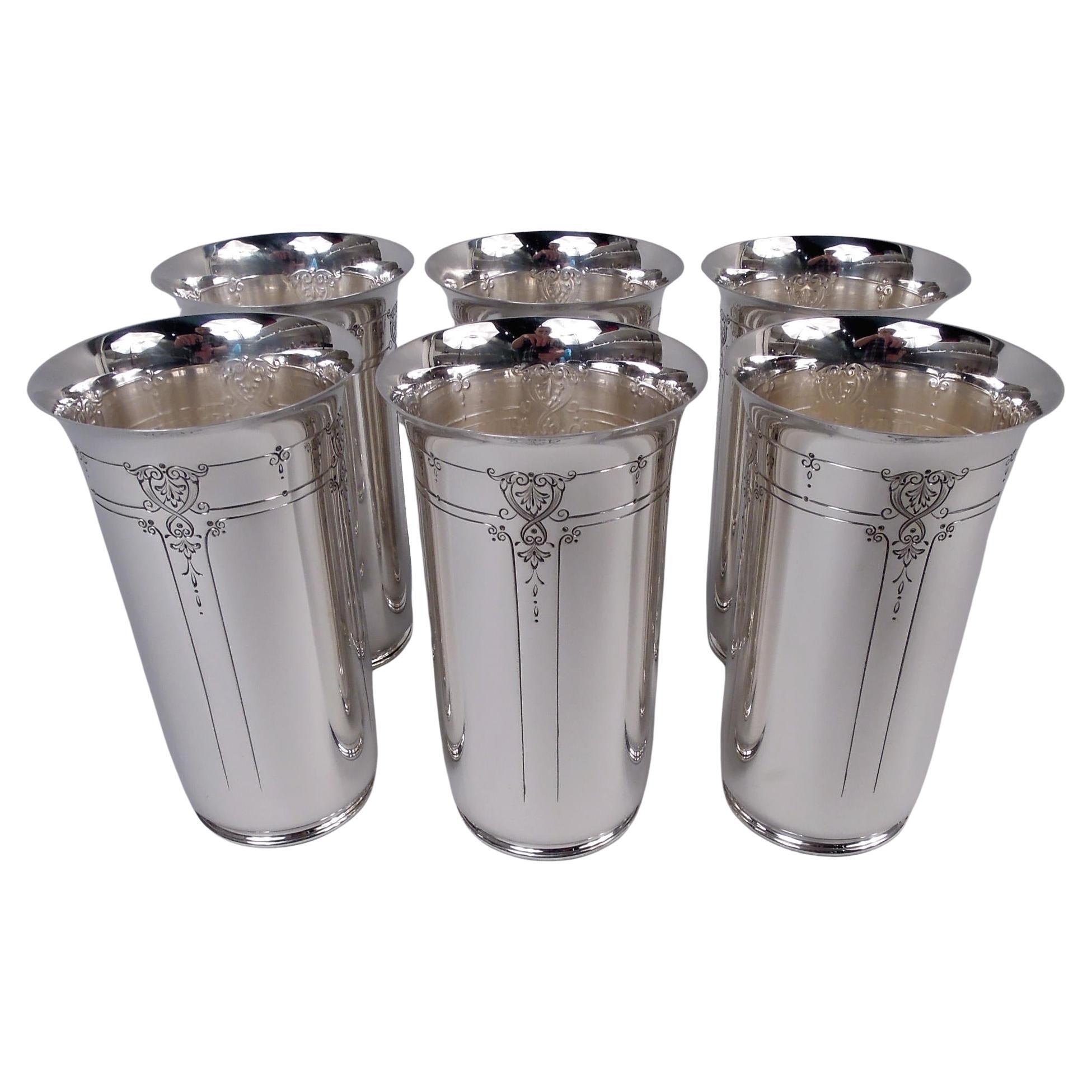 Set of 6 Reed & Barton Edwardian Regency Sterling Silver Highballs For Sale