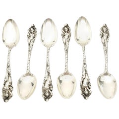 Vintage Set of 6 Reed & Barton Sterling Silver Love Disarmed Youth Spoons