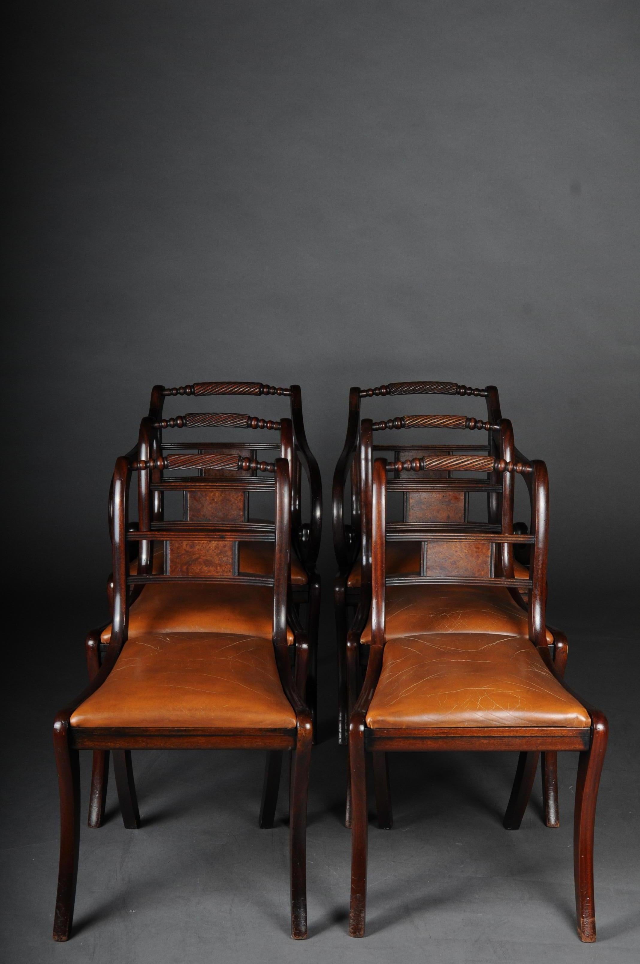 Set of 6 Regency English Chairs or Armchairs, 20th Century 15