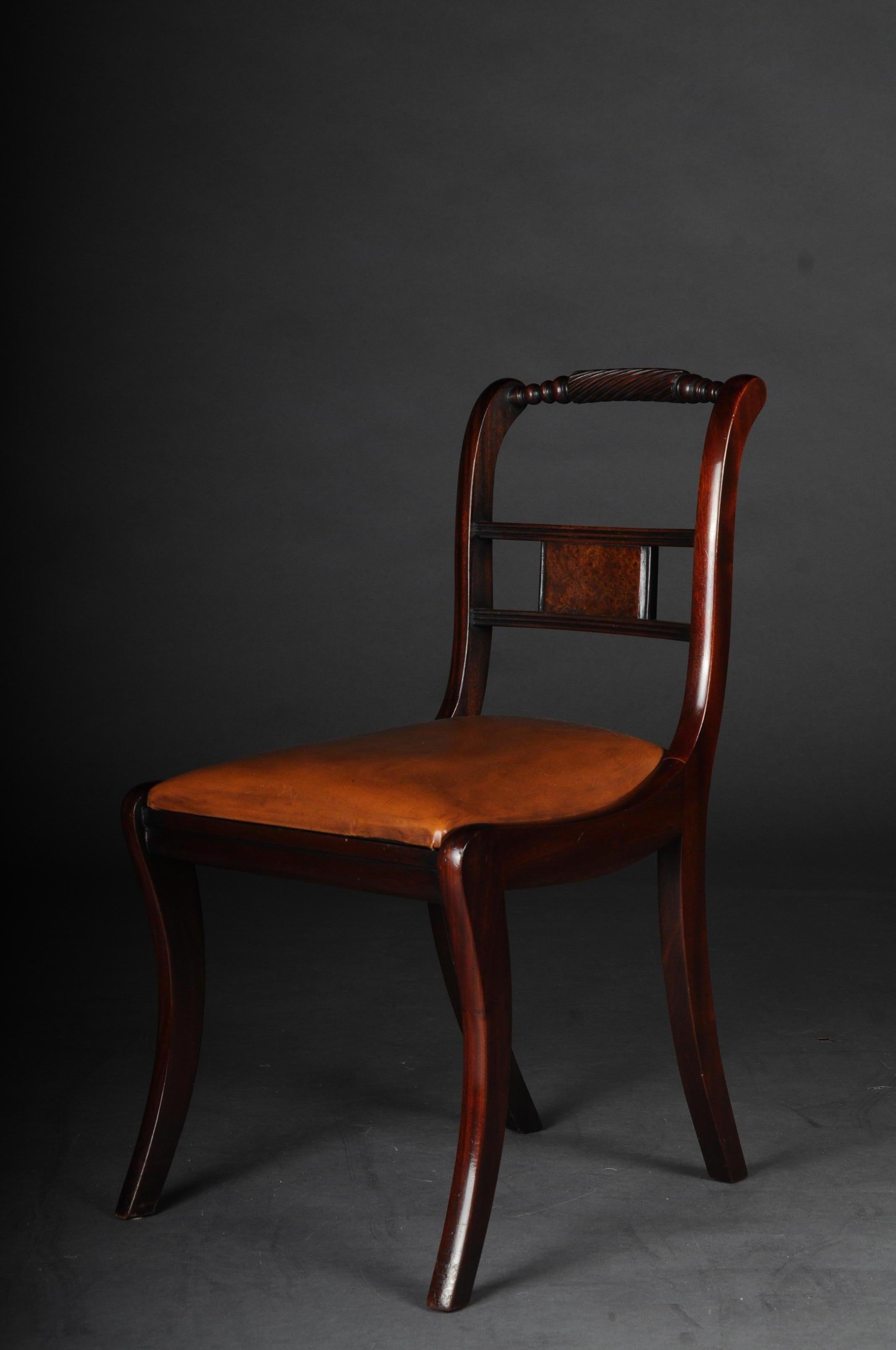 Leather Set of 6 Regency English Chairs or Armchairs, 20th Century