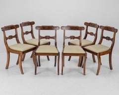 Set of 6 Regency Mahogany Bar Back Dining Chairs Sabre Legs c1820 (George III IV