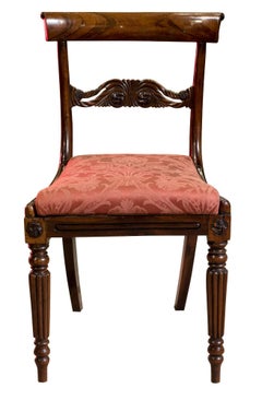 Set of 6 Regency Rosewood Dining Chairs on Fluted and Turned Legs