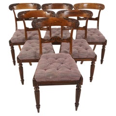 Antique Set of 6 Regency Wood Dining Chairs Lift-up Seats, Scotland 1830, H594