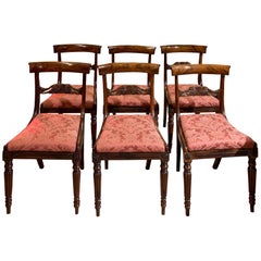 Set of 6 Regency Rosewood Dining Chairs on Fluted and Turned Legs